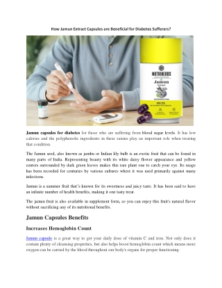 How Jamun Extract Capsules are Beneficial for Diabetes Sufferers