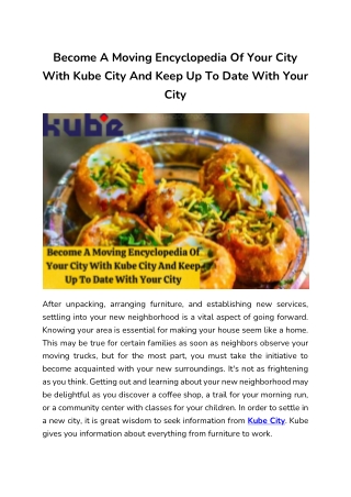 Become A Moving Encyclopedia Of Your City With Kube City And Keep Up To Date Wit