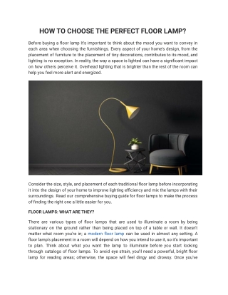 HOW TO CHOOSE THE PERFECT FLOOR LAMP