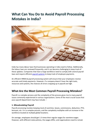 What Can You Do to Avoid Payroll Processing Mistakes in India?