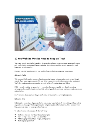 10 Key Website Metrics Need to Keep on Track