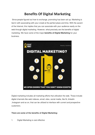 Benefits Of Digital Marketing