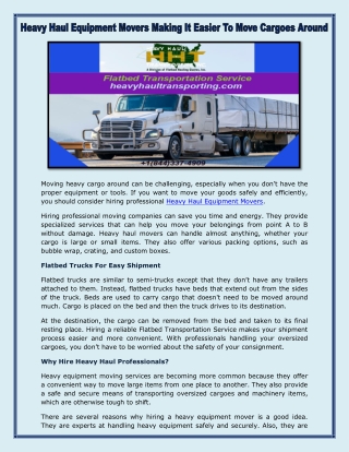 Flatbed transportation service