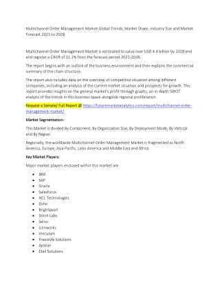 Multichannel Order Management Market Trends, Market Share, Industry Size, Growth, and Market Forecast 2021 to 2028