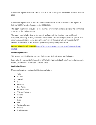 Network Slicing Market Trends, Market Share, Industry Size, Growth, and Market Forecast 2021 to 2028