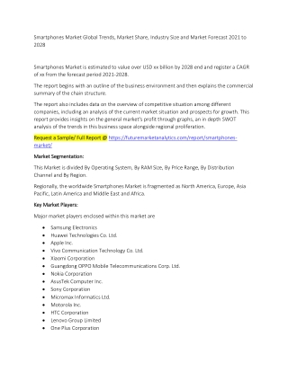Smartphones Market Trends, Market Share, Industry Size, Growth, and Market Forecast 2021 to 2028