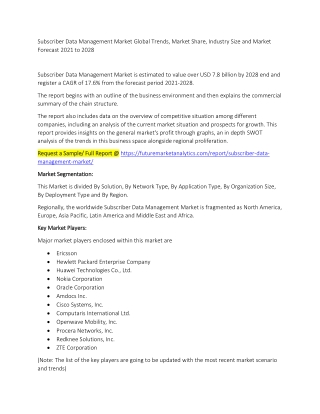 Subscriber Data Management Market Trends, Market Share, Industry Size, Growth, and Market Forecast 2021 to 2028