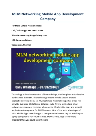 MLM Networking Mobile App Development Company