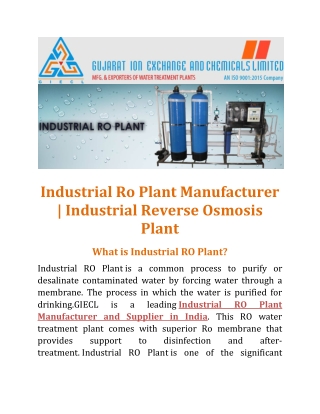 Industrial Ro Plant GIECL
