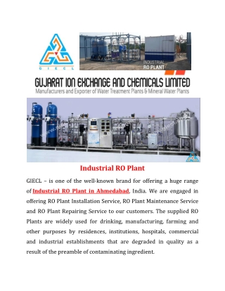 Industrial RO Plant Ahmedabad