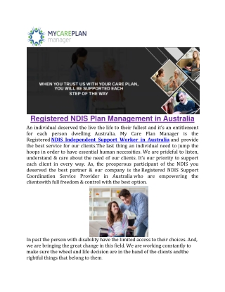 Registered NDIS Plan Management