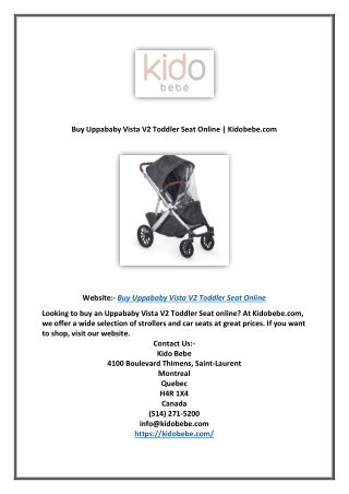 Buy Uppababy Vista V2 Toddler Seat Online | Kidobebe.com