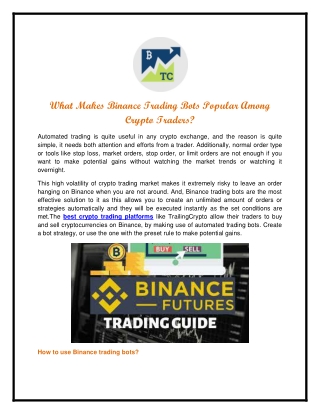 What Makes Binance Trading Bots Popular Among Crypto Traders