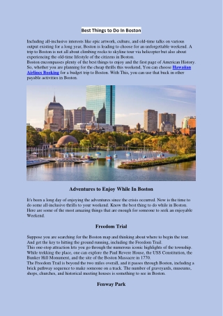 Best Things to Do In Boston