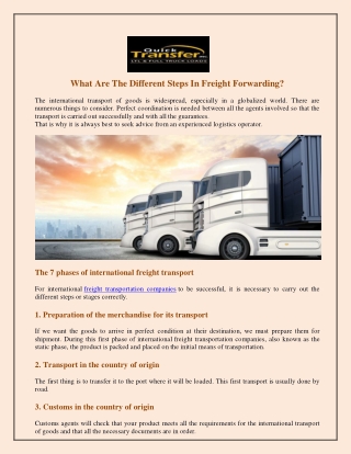 What Are The Different Steps In Freight Forwarding