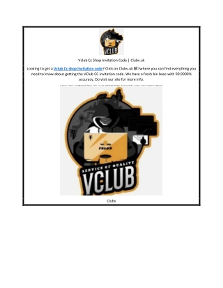 Vclub Cc Shop Invitation Code | Clubv.uk