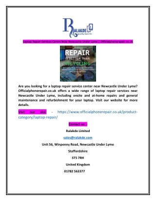 Laptop Repair Services Centre Near Newcastle Under Lyme  Officialphonerepaircouk