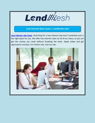 Low Interest Rate Loans | Lendmesh.com