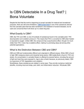 Is CBN Detectable In a Drug Test? | Bona Voluntate