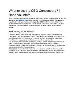 What exactly is CBG Concentrate? | Bona Voluntate