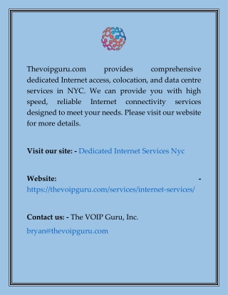 Dedicated Internet Services Nyc  Thevoipguru.com