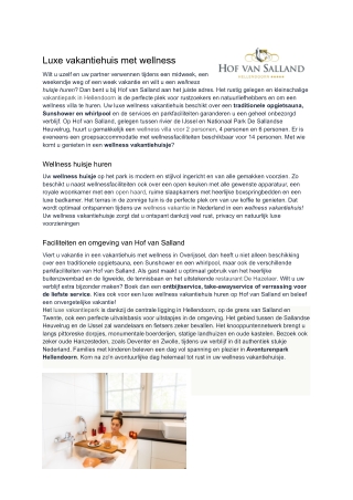 Wellness vakantiehuis  Hof van Salland