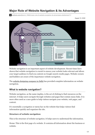 Major Role of Website Navigation and its Advantages