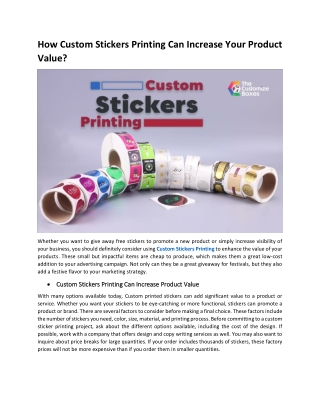 How Custom Stickers Printing Can Increase Your Product Value?