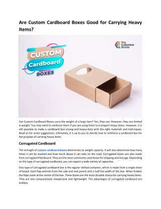 Are Custom Cardboard Boxes Good for Carrying Heavy Items?