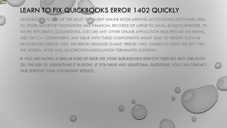 What are the main reason to encounter QuickBooks Error 1402