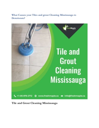 What Causes your Tiles and grout Cleaning Mississauga to Deteriorate