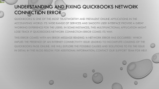 How to deal with QuickBooks Network Connection Error