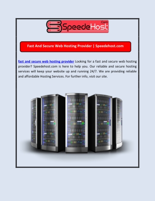 Fast And Secure Web Hosting Provider | Speedehost.com