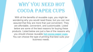 Why You Need Hot Cocoa Paper Cups