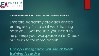 Cheap Emergency First Aid At Work Training Near Me  Emeraldacademy.org.uk