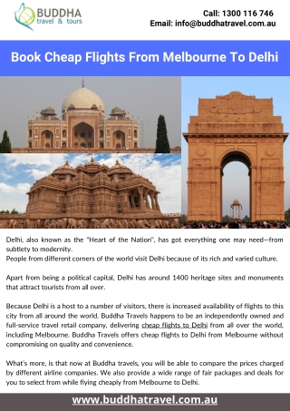 Book Cheap Flights From Melbourne To Delhi