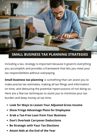 SMALL BUSINESS TAX PLANNING STRATEGIES