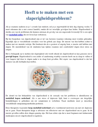 Heeft u te maken met een slaperigheidsprobleem?