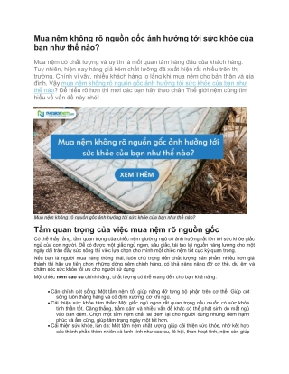 Mua nệm không rõ nguồn gốc ảnh hưởng tới sức khỏe của bạn như thế nào?