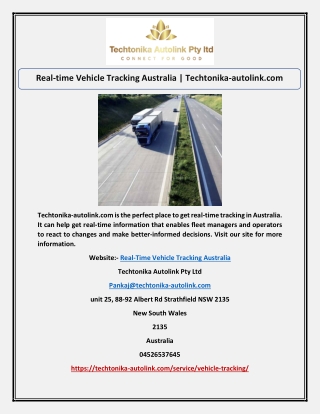 Real-time Vehicle Tracking Australia | Techtonika-autolink.com