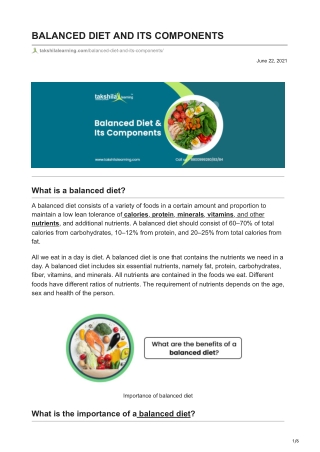 BALANCED DIET AND ITS COMPONENTS