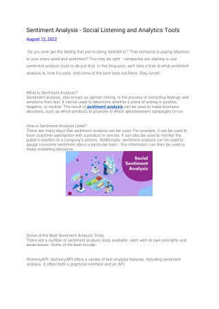Sentiment Analysis - Social Listening and Analytics Tools