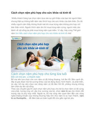 Cách chọn nệm phù hợp cho sức khỏe và kinh tế