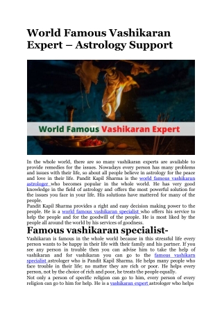 World Famous Vashikaran Expert – Astrology Support