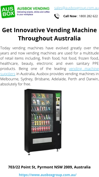 Get Innovative Vending Machine Throughout Australia