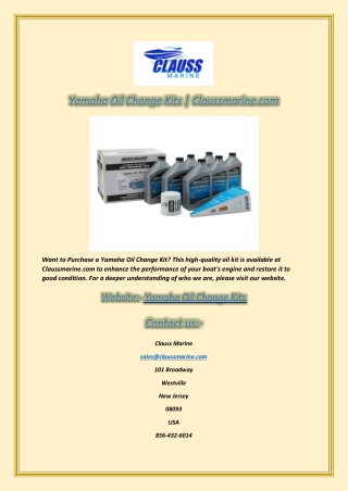 Yamaha Oil Change Kits  Claussmarine