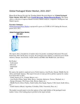 Global Packaged Water Market, 2021-2027