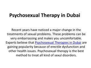 Psychosexual Therapy in Dubai