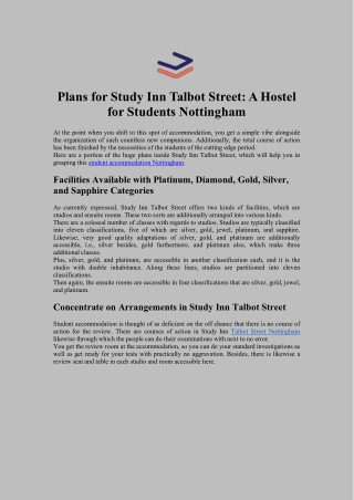 Plans for Study Inn Talbot Street: A Hostel for Students Nottingham