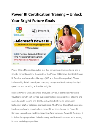 Power BI Certification Course Training For Great Future